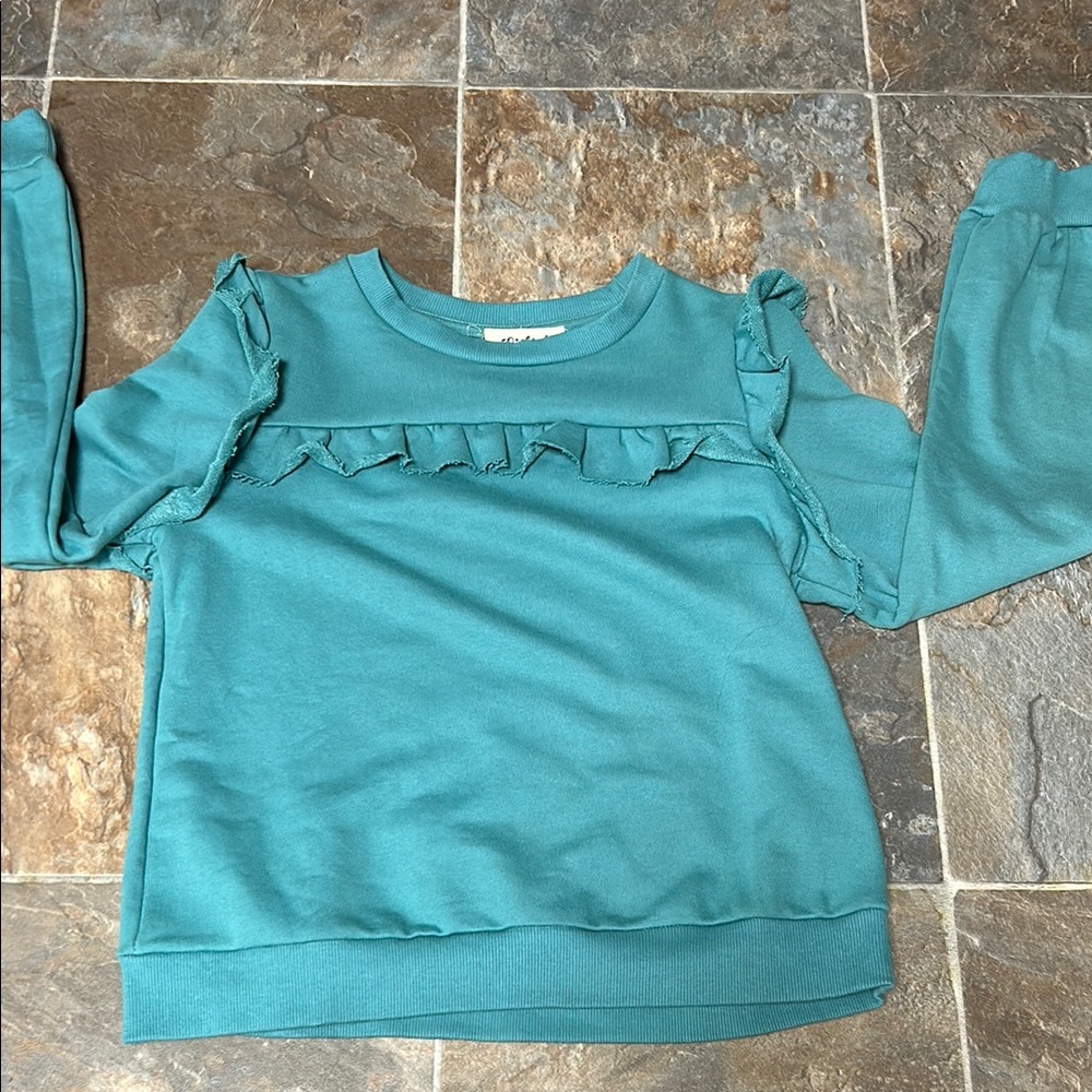 Listicle Green Sweatshirt Casual Cotton Blend